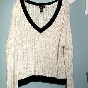 Knitted white and black oversized sweater